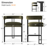 Mia 24" Modern Velvet Counter Stool with Arms (1-piece)