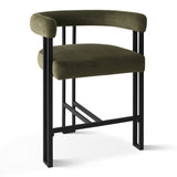 Mia 24" Modern Velvet Counter Stool with Arms (Set of 3)