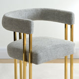 Mia Modern Gold Chenille Dining Chair with Arms (Set of 2)