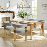 Mia Modern Gold Chenille Dining Chair with Arms (Set of 4)
