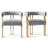 Mia Modern Gold Chenille Dining Chair with Arms (Set of 2)