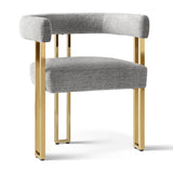 Mia Modern Gold Chenille Dining Chair with Arms (Set of 6)