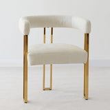 Mia Modern Gold Chenille Dining Chair with Arms (Set of 4)