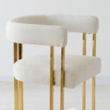 Mia Modern Gold Chenille Dining Chair with Arms (Set of 6)