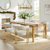 Mia Modern Gold Chenille Dining Chair with Arms (Set of 2)