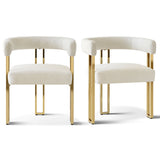 Mia Modern Gold Chenille Dining Chair with Arms (Set of 2)