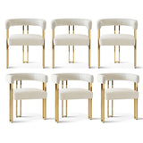 Mia Modern Gold Chenille Dining Chair with Arms (Set of 6)