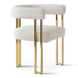 Mia Modern Gold Chenille Dining Chair with Arms (Set of 4)