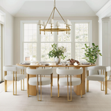 Mia Modern Gold Chenille Dining Chair with Arms (Set of 6)