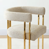 Mia Modern Gold Chenille Dining Chair with Arms (Set of 6)