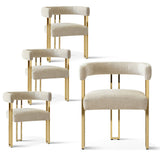 Mia Modern Gold Chenille Dining Chair with Arms (Set of 4)
