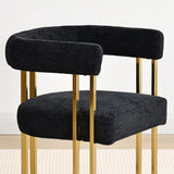 Mia Modern Gold Chenille Dining Chair with Arms (Set of 2)