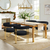 Mia Modern Gold Chenille Dining Chair with Arms (Set of 2)