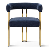 Mia Modern Gold Chenille Dining Chair with Arms (Set of 2)