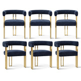 Mia Modern Gold Chenille Dining Chair with Arms (Set of 6)