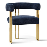 Mia Modern Gold Chenille Dining Chair with Arms (Set of 2)