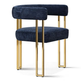 Mia Modern Gold Chenille Dining Chair with Arms (Set of 2)