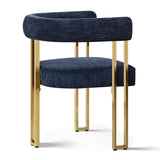 Mia Modern Gold Chenille Dining Chair with Arms (Set of 6)
