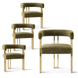 Mia Modern Gold Chenille Dining Chair with Arms (Set of 4)