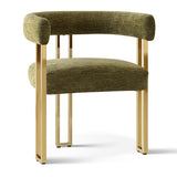 Mia Modern Gold Chenille Dining Chair with Arms (Set of 4)