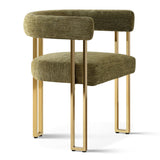 Mia Modern Gold Chenille Dining Chair with Arms (Set of 6)