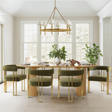 Mia Modern Gold Chenille Dining Chair with Arms (Set of 6)