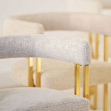 Mia Modern Gold Chenille Dining Chair with Arms (Set of 2)