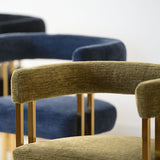 Mia Modern Gold Chenille Dining Chair with Arms (Set of 6)