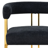 Mia 24" Modern Gold Chenille Counter Stool with Arms (1-piece)