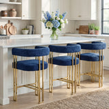 Mia 24" Modern Gold Chenille Counter Stool with Arms (1-piece)