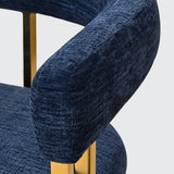 Mia 24" Modern Gold Chenille Counter Stool with Arms (Set of 3)
