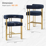 Mia 24" Modern Gold Chenille Counter Stool with Arms (1-piece)