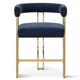 Mia 24" Modern Gold Chenille Counter Stool with Arms (Set of 3)