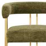 Mia 24" Modern Gold Chenille Counter Stool with Arms (Set of 3)