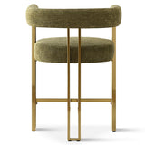 Mia 24" Modern Gold Chenille Counter Stool with Arms (1-piece)