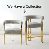 Mia 24" Modern Gold Chenille Counter Stool with Arms (1-piece)