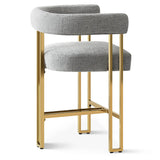 Mia 24" Modern Gold Chenille Counter Stool with Arms (1-piece)