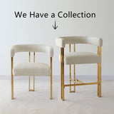 Mia 24" Modern Gold Chenille Counter Stool with Arms (Set of 2)