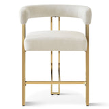 Mia 24" Modern Gold Chenille Counter Stool with Arms (1-piece)