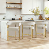 Mia 24" Modern Gold Chenille Counter Stool with Arms (1-piece)