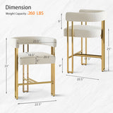 Mia 24" Modern Gold Chenille Counter Stool with Arms (1-piece)