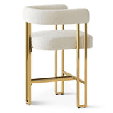 Mia 24" Modern Gold Chenille Counter Stool with Arms (1-piece)