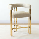 Mia 24" Modern Gold Chenille Counter Stool with Arms (Set of 2)