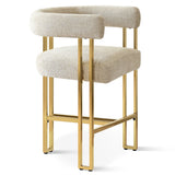 Mia 24" Modern Gold Chenille Counter Stool with Arms (Set of 2)