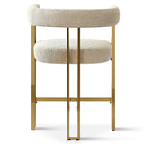 Mia 24" Modern Gold Chenille Counter Stool with Arms (Set of 3)