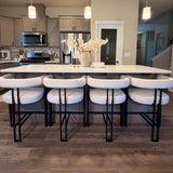 Mia 24" Modern Velvet Counter Stool with Arms (Set of 3)