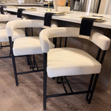 Mia 24" Modern Velvet Counter Stool with Arms (Set of 2)