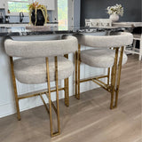 Mia 24" Modern Gold Chenille Counter Stool with Arms (Set of 2)