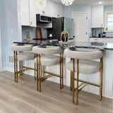 Mia 24" Modern Gold Chenille Counter Stool with Arms (Set of 2)