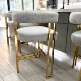 Mia 24" Modern Gold Chenille Counter Stool with Arms (1-piece)